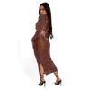 Women's European and American Fashion Solid Color Mesh Two-Piece Skirt Set with Hot Drilling