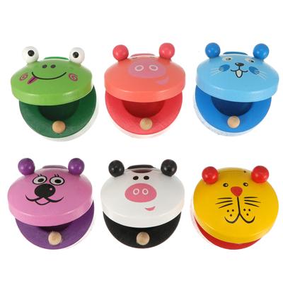 6 Pcs Wooden Castanets Percussion Toy Animal Kids Puzzle Educational Toddlers Toys Instrument Musical Mini Cartoon Early