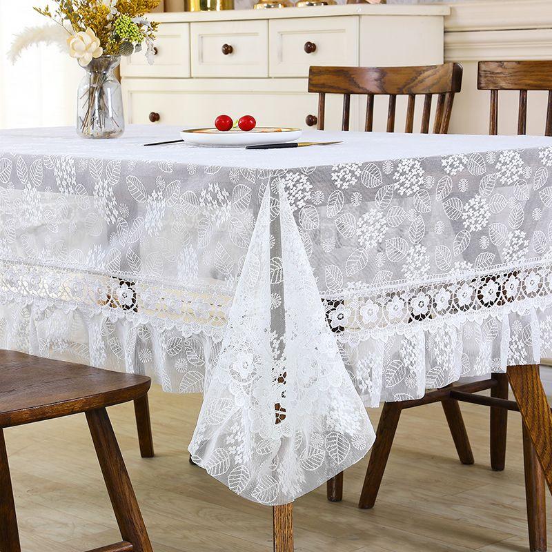 

Элегантная французская белая кружевная скатерть - прямоугольная, полиэстер, моющийся, ажурный дизайн, подходит для украшения ресторана и гостиной 110 * 160 rectangle