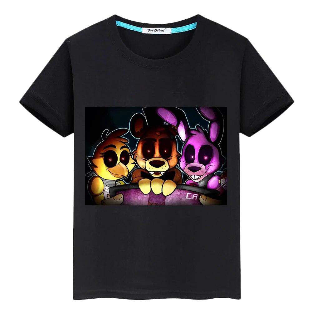Bear Rabbit Game Kawaii Summer 100% bavlněné tričko chlapecké anime Trička Ležérní Krátké FNAF Potisk topy y2k jednodílné dětské oblečení dívky