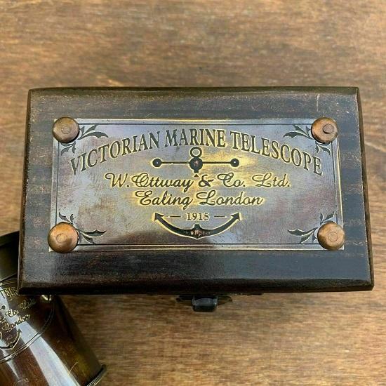 Brass Telescope W/ Box ~Antique Finish~ Nautical Maritime Spyglass 6'