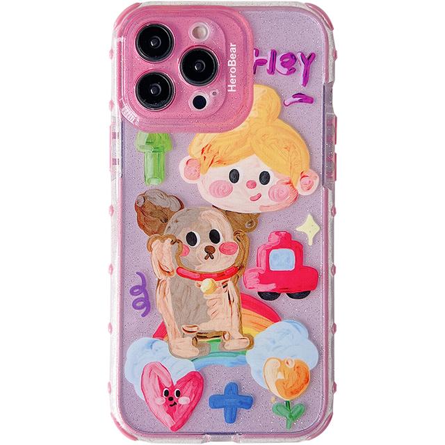 

Прозрачный чехол с конфетами и сладким граффити для собаки и медведя для Iphone 13 12 11 14 Pro Max, блестящий защитный чехол в виде ракушки for iphone13(6.1 )