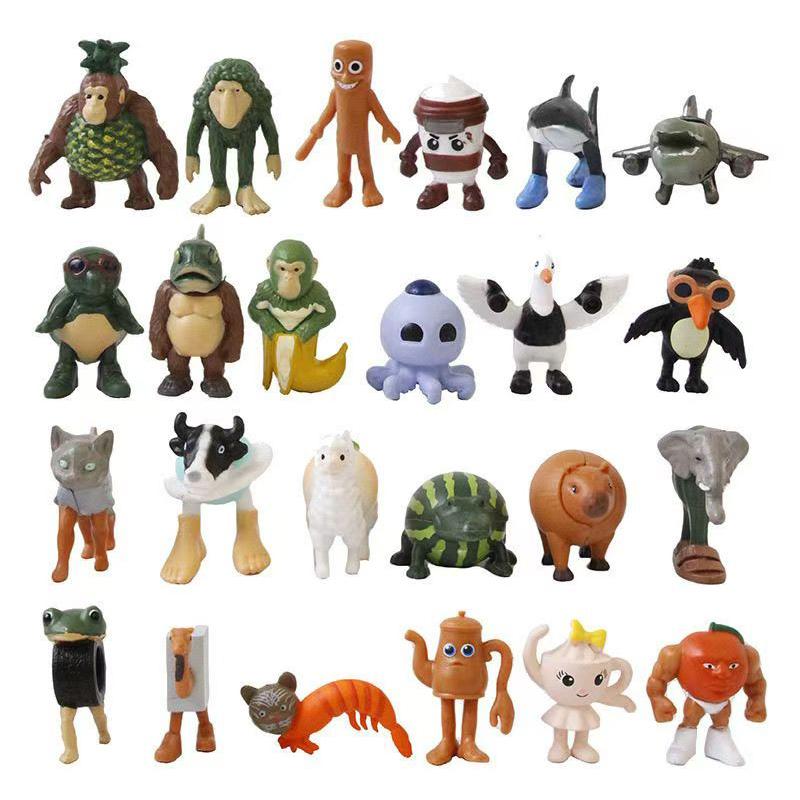 12/24Pcs Italian Brainrot Anime Action Figure Set Tung Tung Sahur Tralalero Tralala Bombardino Crocodilo Figures Model Toy Gifts