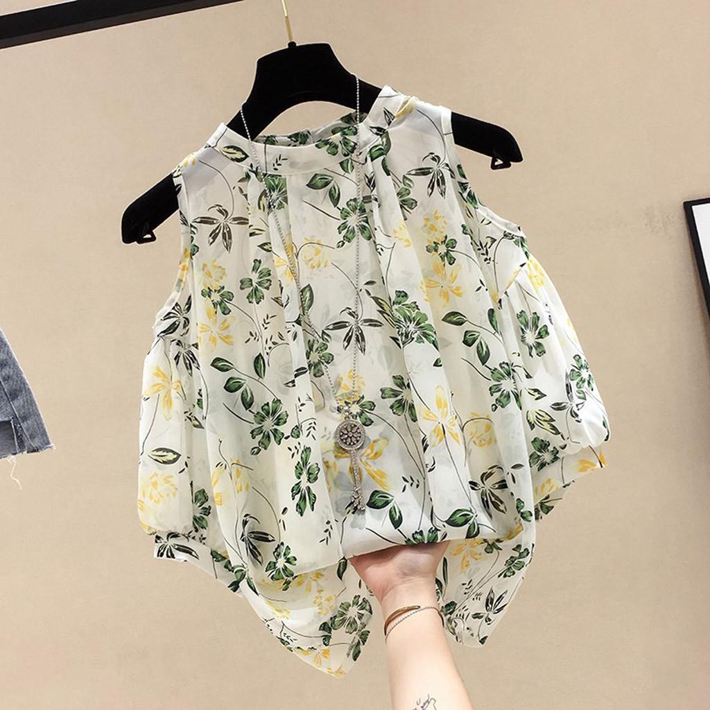 Fashion Women  Printed Short Sleeve Cold Shoulder Appliques Loose Tops