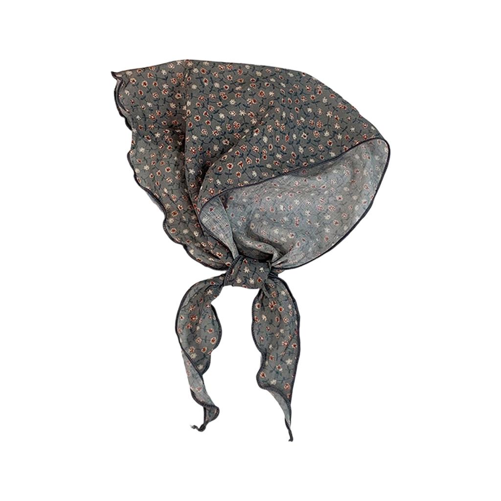 Soft Flower Print Neckerchief Adjustable Hair Scarf Breathable Headwear for Spring Summer Outfit Hair Styling Bandana