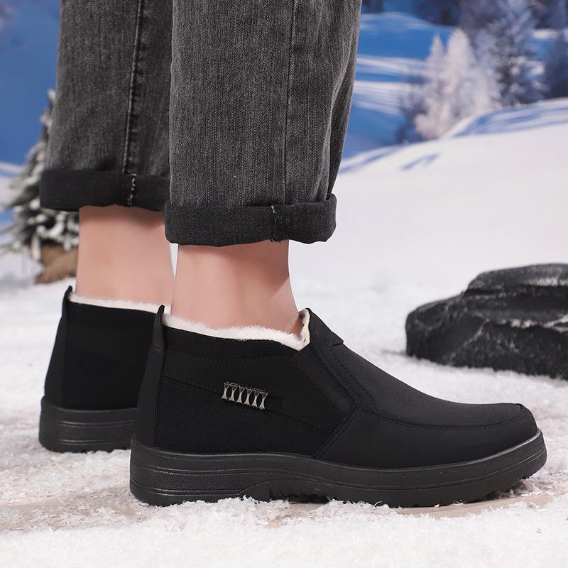 Men's Plus Size Warm High-Top Cotton Shoes - Winter Velvet-Lined Thickened Elderly Dad Shoes