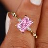 Luxury Sparkly Extra-large Square High Quality Colorful Zircons Rings for Women Bride Wedding Engagement Finger Jewelry Gifts