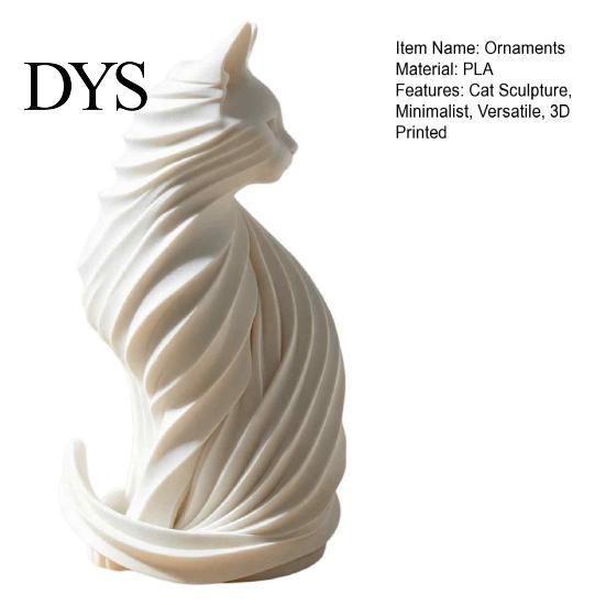 Decorative Sculptures for Modern Interior 3D Printed Cat Sculpture, Style Matte Statue, Black And White Art Decor Table PLA Ornament Home Aesthetic