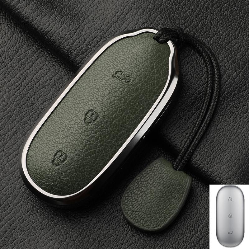For Lixiang L9 L7 L8 L6 Key Fob Cover Leather Car Case Aluminum Buckle Alloy Keychain Accessories G4B7 Li Auto Inc