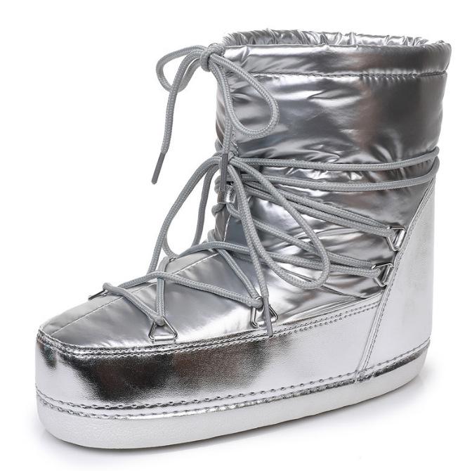 TP-Y026 Waterproof Non-Slip Space Boots - 2025 Short Tube, Thickened Warm Snow Boots