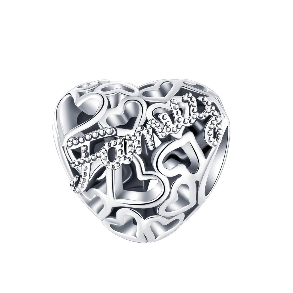 Boy Girl Pendant Heart-Shaped Flower Zircon Beads Jewelry Beads For Original Bracelet Plata De Ley Boutique Charms Gift