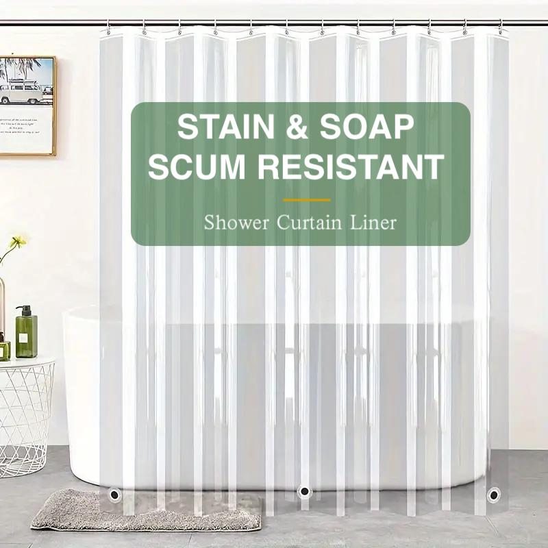 

1PC Lightweight Clear Shower Curtain Liner with Weighted Magnets&Plastic Hooks-Stain&Soap Scum Resistant,Durable,for Home, Hotel 120*180cm прозорий