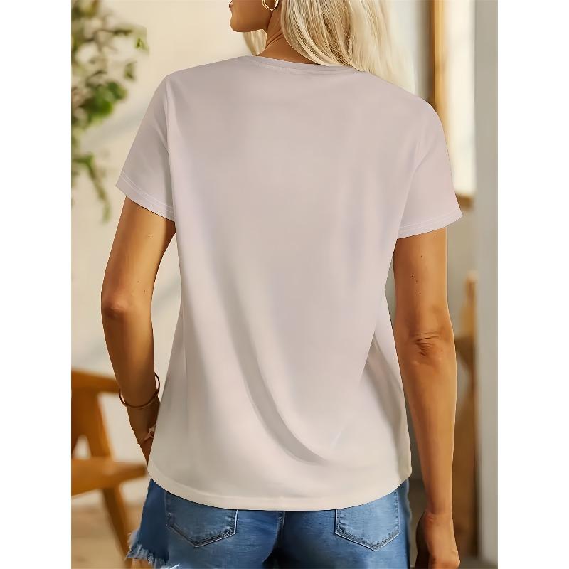 Women's Fashion Patterned Tee Round Neck Casual Elegant Stylish Everyday Comfort Top
