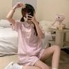 Japanese doll collar polka dot pink girl pajamas summer short-sleeved shorts set can be worn outside loungewear two-piece set