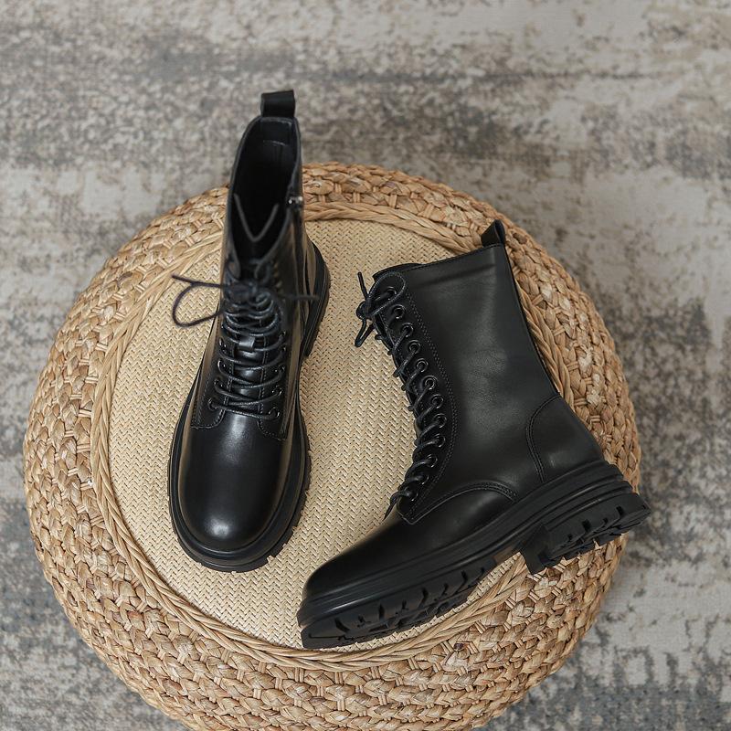 Short Boots 2026 Autumn and Winter New Item Thick Soled Versatile Brown Short Boots with Slim Midsole Single Boots