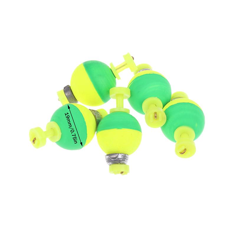5 Pcs Snap-On Ball Fishing Bobber Floats Weighted Bobbers EVA Foam Corks For Crappie Bluegill Panfish Catfish