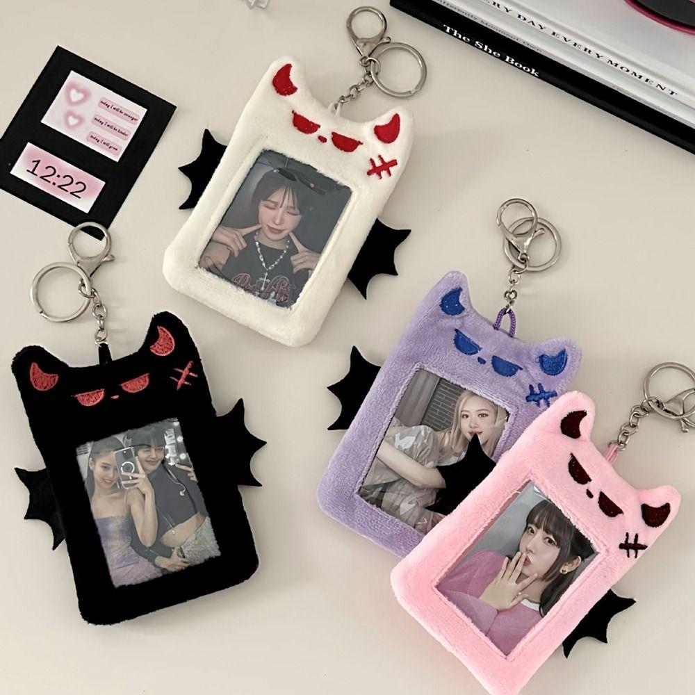 Bat Demon Cartoon Plush Photocard Holder Transparent Photo Protective Case Bus Card Holder  Outdoor