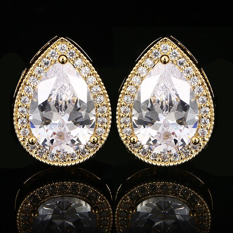

Teardrop Crystal Zircon Cufflinks for Women s French Shirts K9