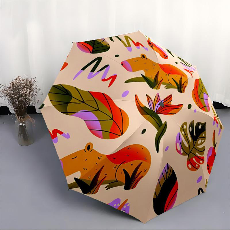 1pc Jungle Animals Automatic Opening/Closing Umbrella with Operation & Windproof Canopy - Folding Design, Holiday Gift yy260225158