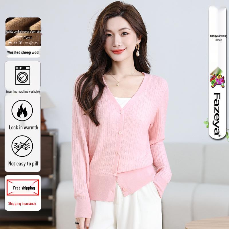 

Women s Fine Spun Pure Wool Cardigan - Casual Thin Knit Sweater XL