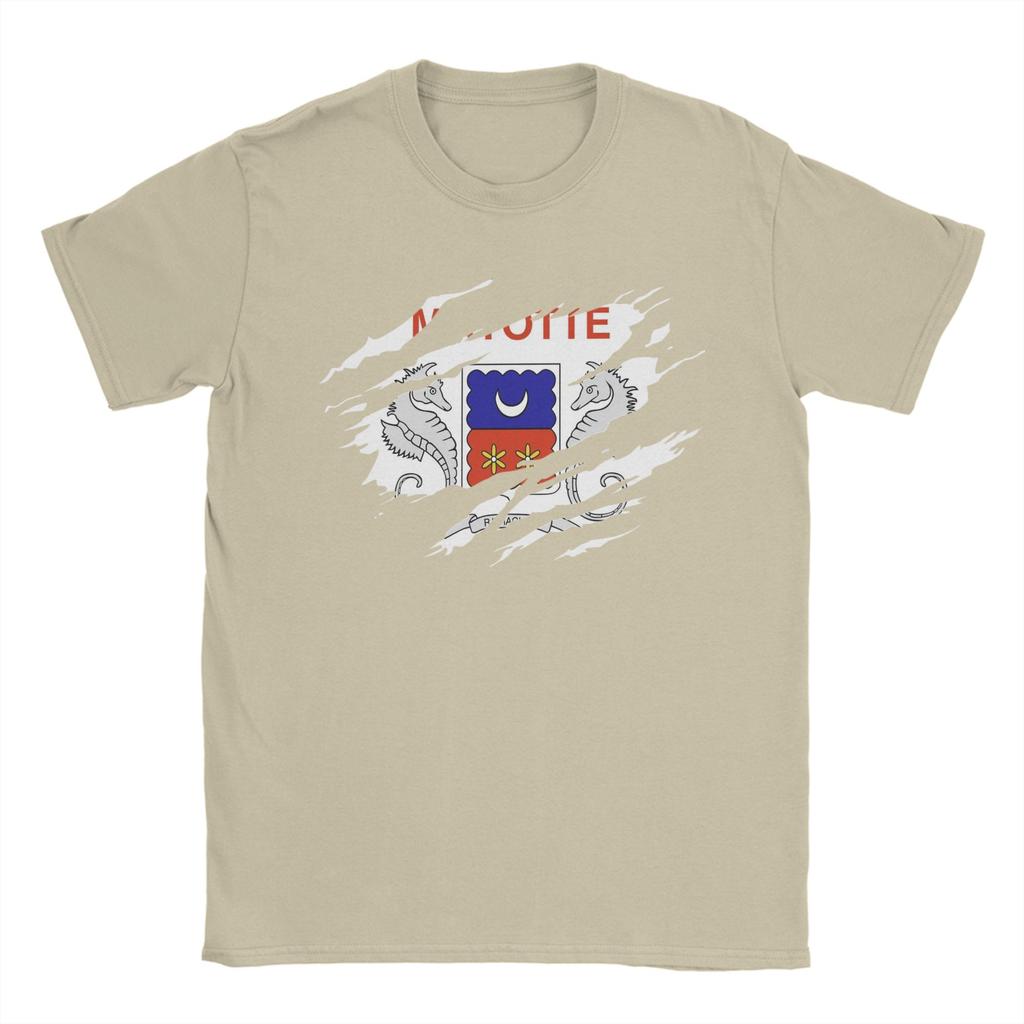 Mayotte Flagge T-Shirts Unisex 100% Baumwolle Neuheit T-Shirt Rundhals T-Shirts Kurzarm Kleidung Bedruckt