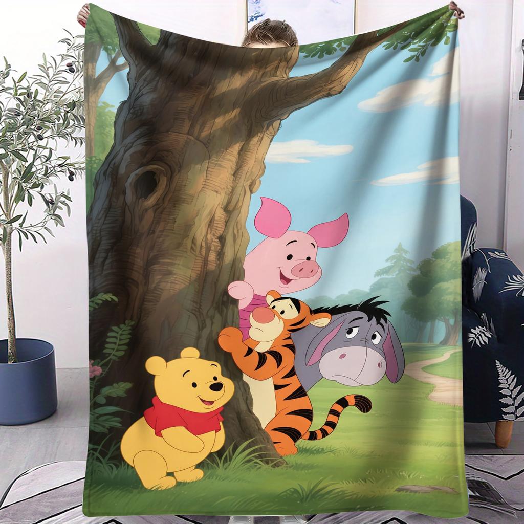Winnie the Pooh Tigger Piglet & Eeyore Hide-and-Seek Print Blanket Soft Multifunctional Decortive Universal Throw Blankets Gift