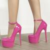 Pink High Heels Women Pumps Spring Autumn Fashion Round Toe Buckle Strap Platform Stiletto Party Nightclub Stripper Shoes