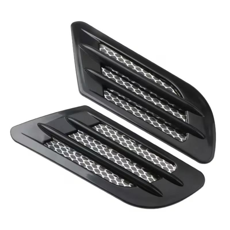 2Pcs Auto Seite Air Flow Vent für Fender Loch Abdeckung Intake Grille Kanal Dekoration ABS Kunststoff Aufkleber Auto Zubehör außen