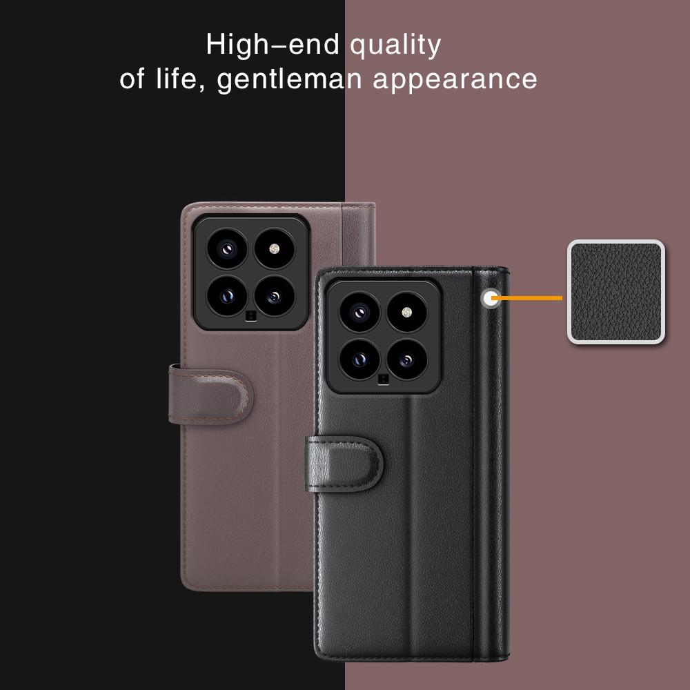 For Xiaomi 14 Case Genuine Split Leather Phone Cover with Wallet Stand