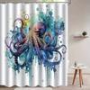 Watercolor Octopus Shower Curtain Ocean Art Sea Creature Design Bathroom Decor Waterproof Printed Bath Curtain Home Fashion