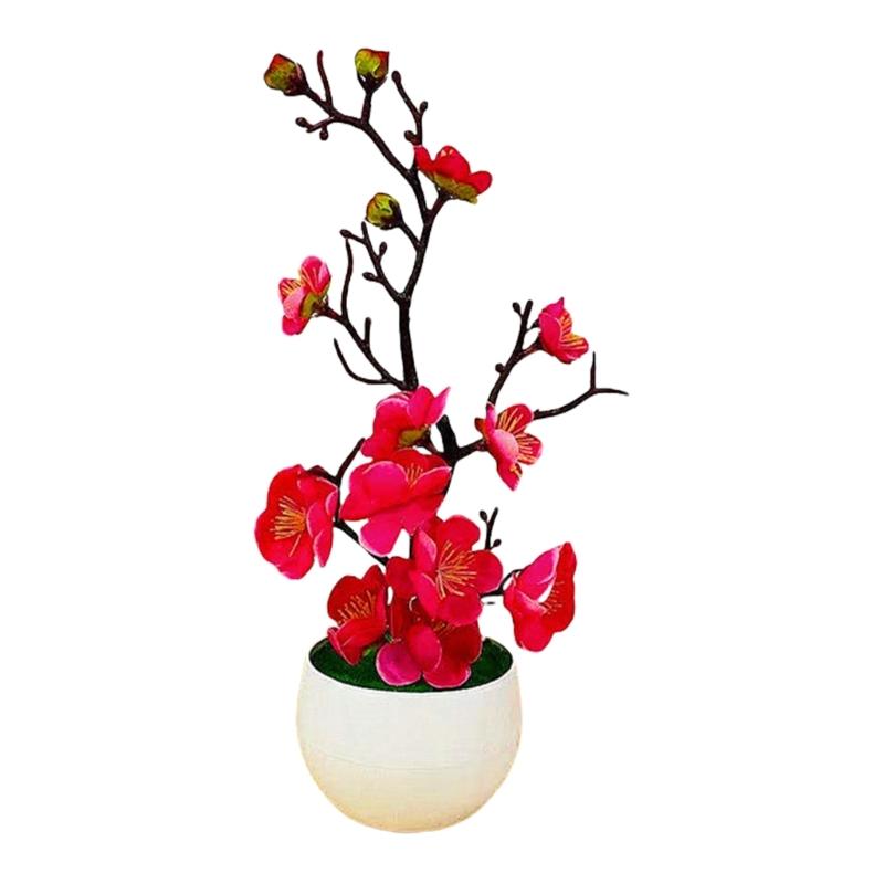 

Faux Flower Mini Tree in Pot Simulation Pot Plant Low Maintenance Decorative Plant for Indoor Spaces рожевий червоний колір