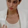 Schickes Damen Schlangenkette Halskette, Flache Fischgräten Glieder Choker, Edelstahl Metall Mehrschichtig Elegant Minimalistisch Halskette