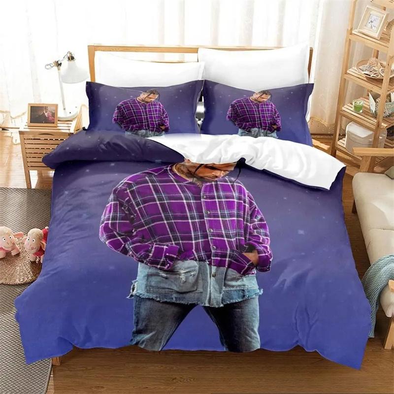Music Print Chris Brown Bedding Set,Duvet Cover Comforter Bed Set Quilt Cover Pillowcase,King Queen Twin Size Boys Girls Adults