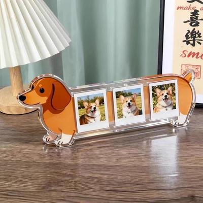 Cute Acrylic Picture Frames 3 Inches Dog Shaped Photo Frames Collection Decor Photo Display Desktop Picture Frame Home Decor
