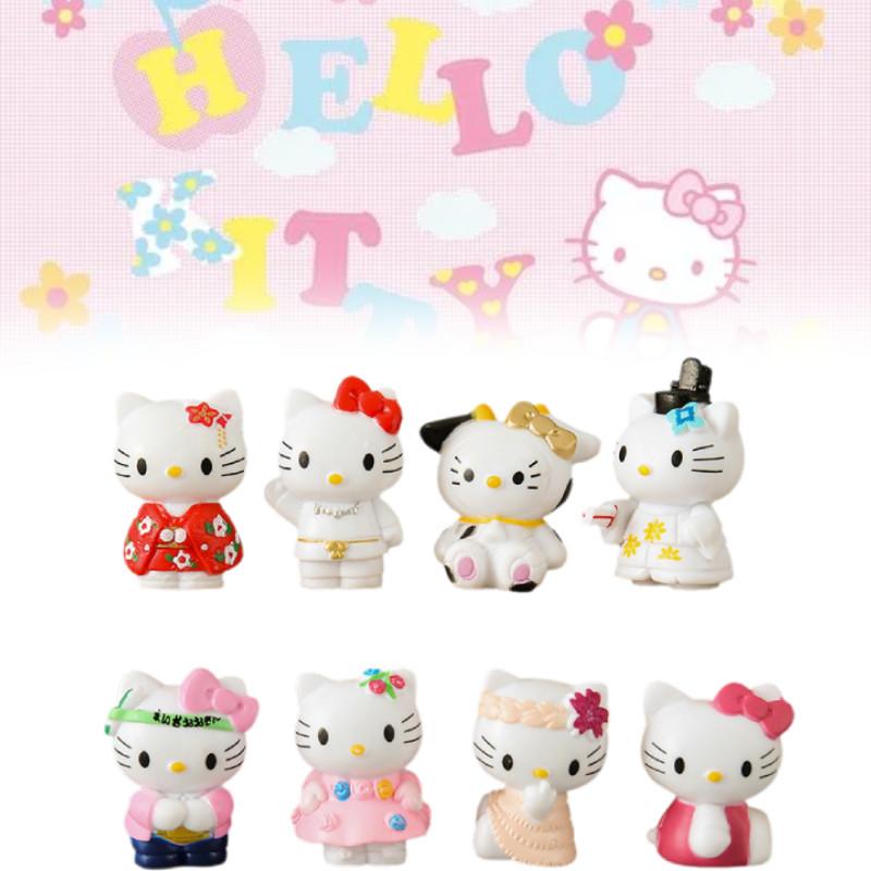 Adorable 8 Piece Hello Kitty Cartoon Figurine Collection Pvc Toy Set For Display
