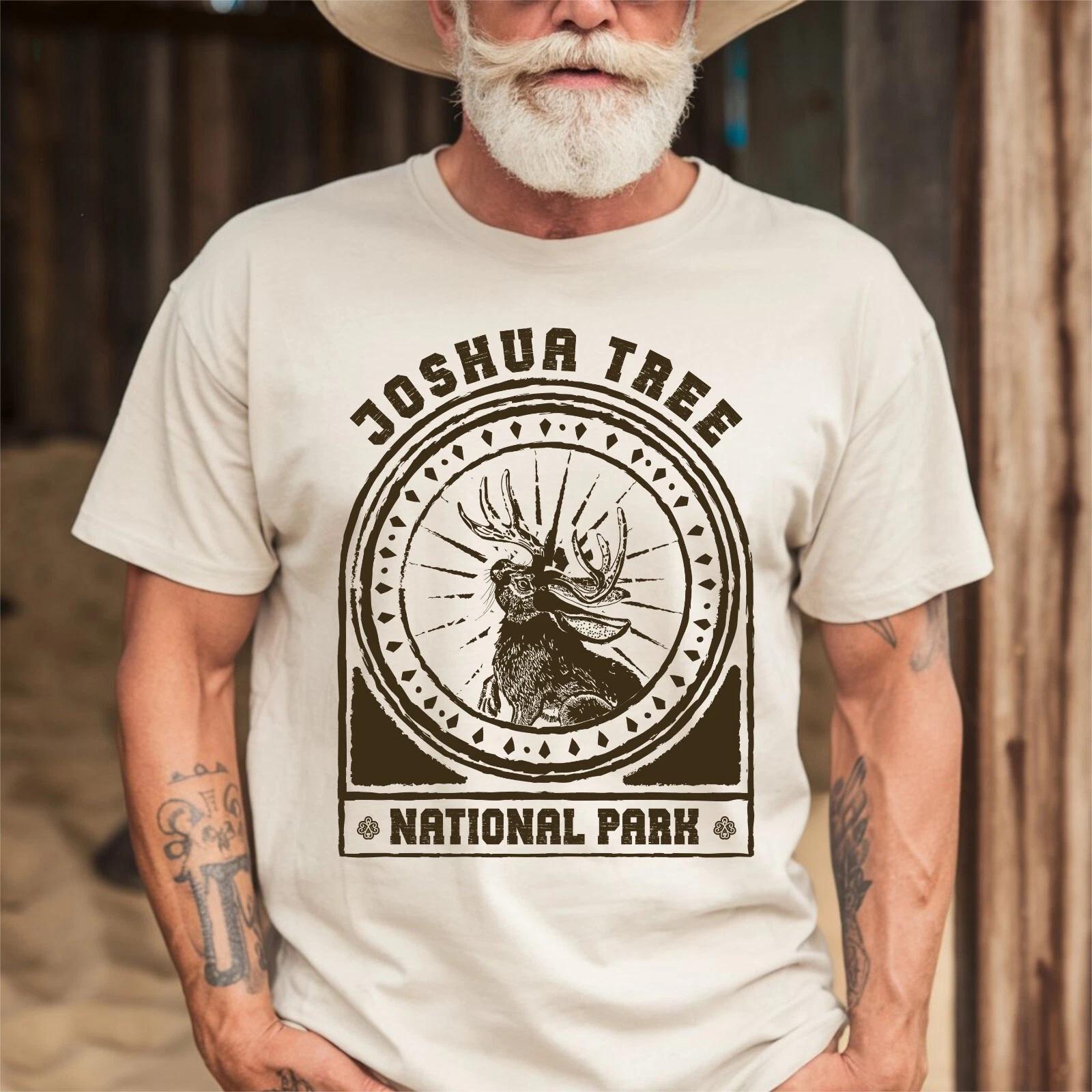 Joshua Tree T- Shirt Jackalope Tee Vintage National Park Souvenir Unisex T- Shirt 2XL