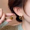 Tigerauge Melanin Kastanie Karamell Ohrringe - Luxuriöse Herbst/Winter Retro Ohrclips für Damen