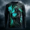 Men's Long Sleeve T-Shirt 3D Print Grim Reaper Pumpkin Bat Flame Halloween Gothic Crew Neck Casual Tops