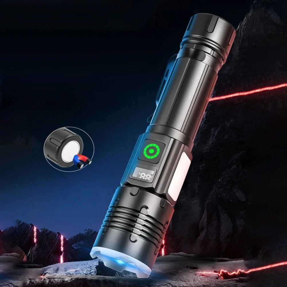 30W Powerful LED Flashlight Ultra Bright TYPE-C Charging Telescopic Zoom Light Long Range Long Battery Life