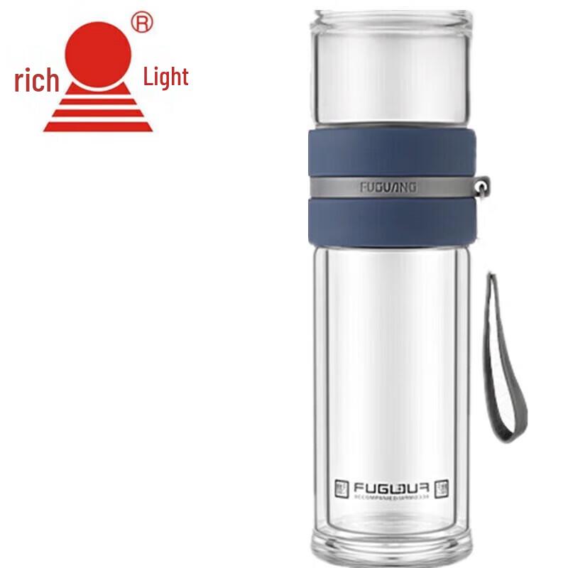 Fuguang Portable Double-Layer Glass Tea Cup with Lid
