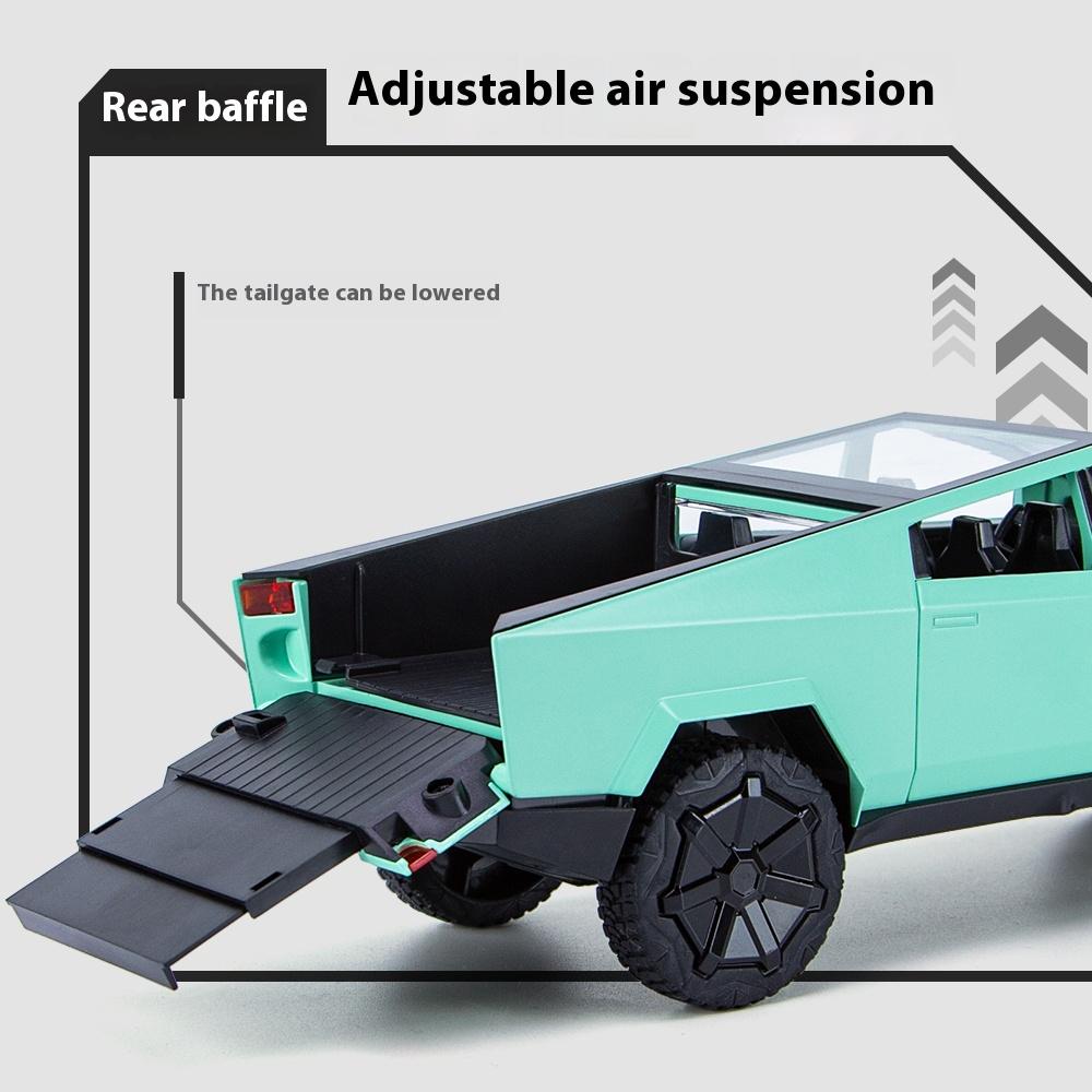 1/24 Tesla Cybertruck Pickup Alloy Car Model Diecasts Metal Toy Off-road Vehicles Car Model Simulation Sound and Light Kids Toys Gift