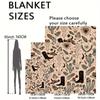Western Elements Flannel Throw Blanket - Mid-Century Cowboy & Bull Skull Design with Cacti, Soft Polyester, All-Season Comfort