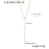 Korean Geometric Circle Pendant Y-Tassel Choker, Layerable Cool Style, Gold-Plated Titanium Steel Necklace