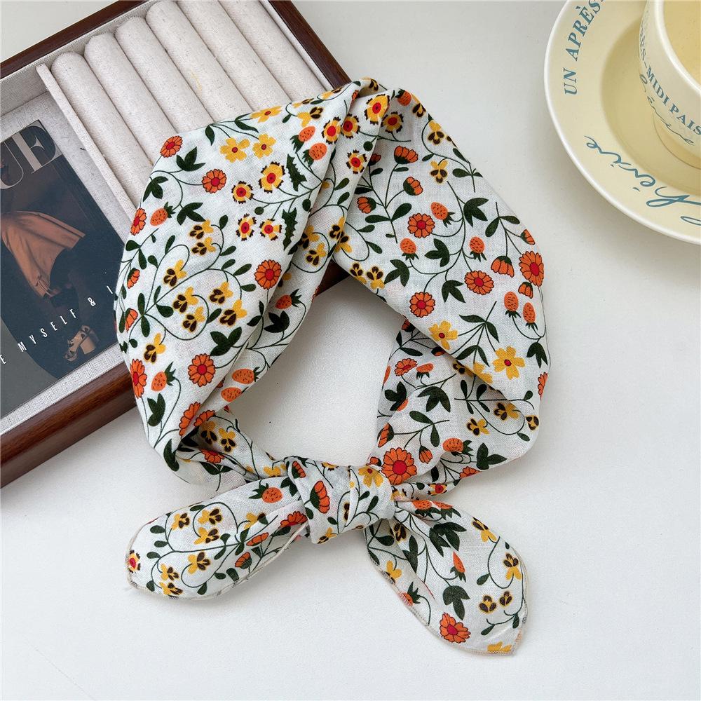 Versatile Women's Cotton Linen Silk Scarf – Spring/Autumn Neck Protector & Fashionable Head Scarf with Foreign Style