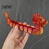 Unique Dragon Boat Festival Gift 3D Printed Articulated Figurine, Gradient Metallic Statue with Flexible Bendable Body, Model Traditional Desktop