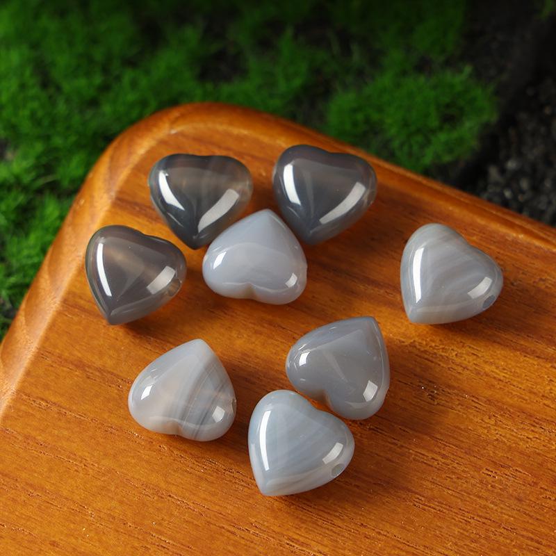 15mm Amethyst Rose Quartz Heart Pendant Jewelry with Horizontal Hole for DIY Crafts
