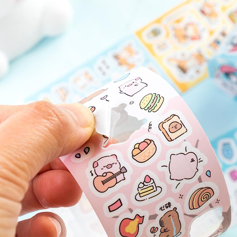 70mm*2m Cute Cartoon Creative Decoration Adhesive Tape PET Die Cutting Tapes Handbook DIY Scrapbooking Collage Journal Stickers