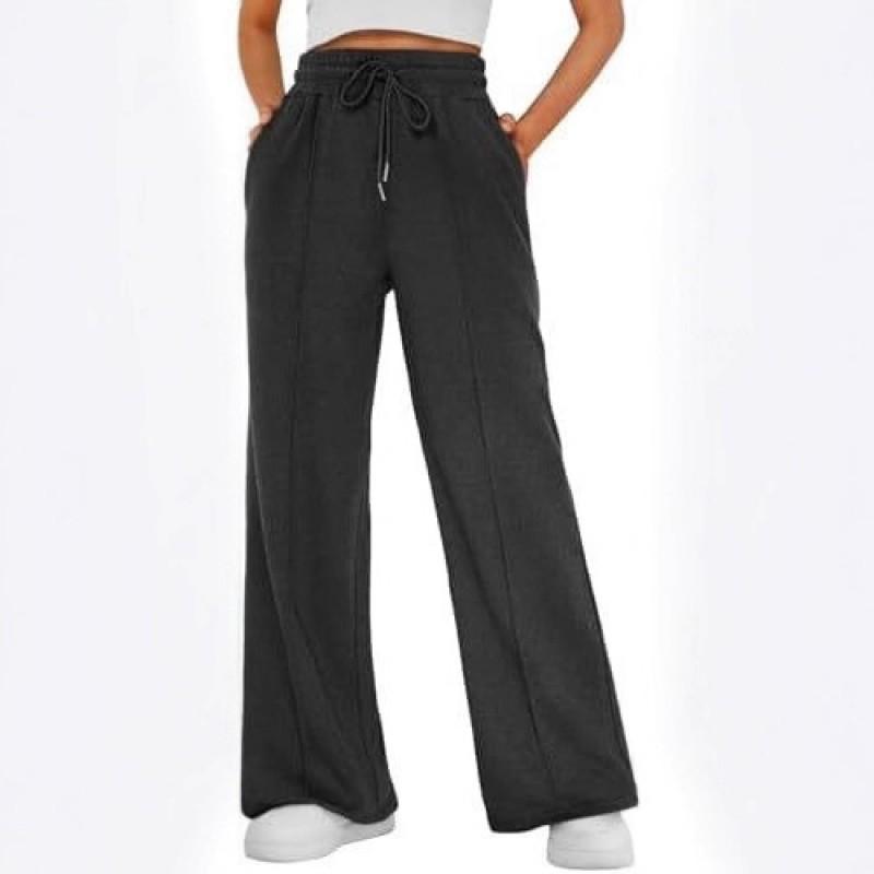 Womens High-Waisted Wide Leg Joggers Loose Fit Casual Pants With Drawstring Elastic Waist Comfortable Daily Wear