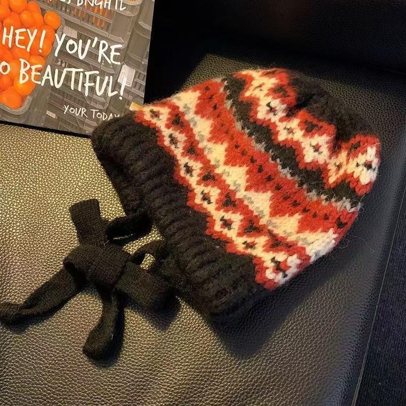 Knitted Hat Children's Autumn and Winter Ferrarafa Hat Bag Hat Warm Ear Protector Wool Hat