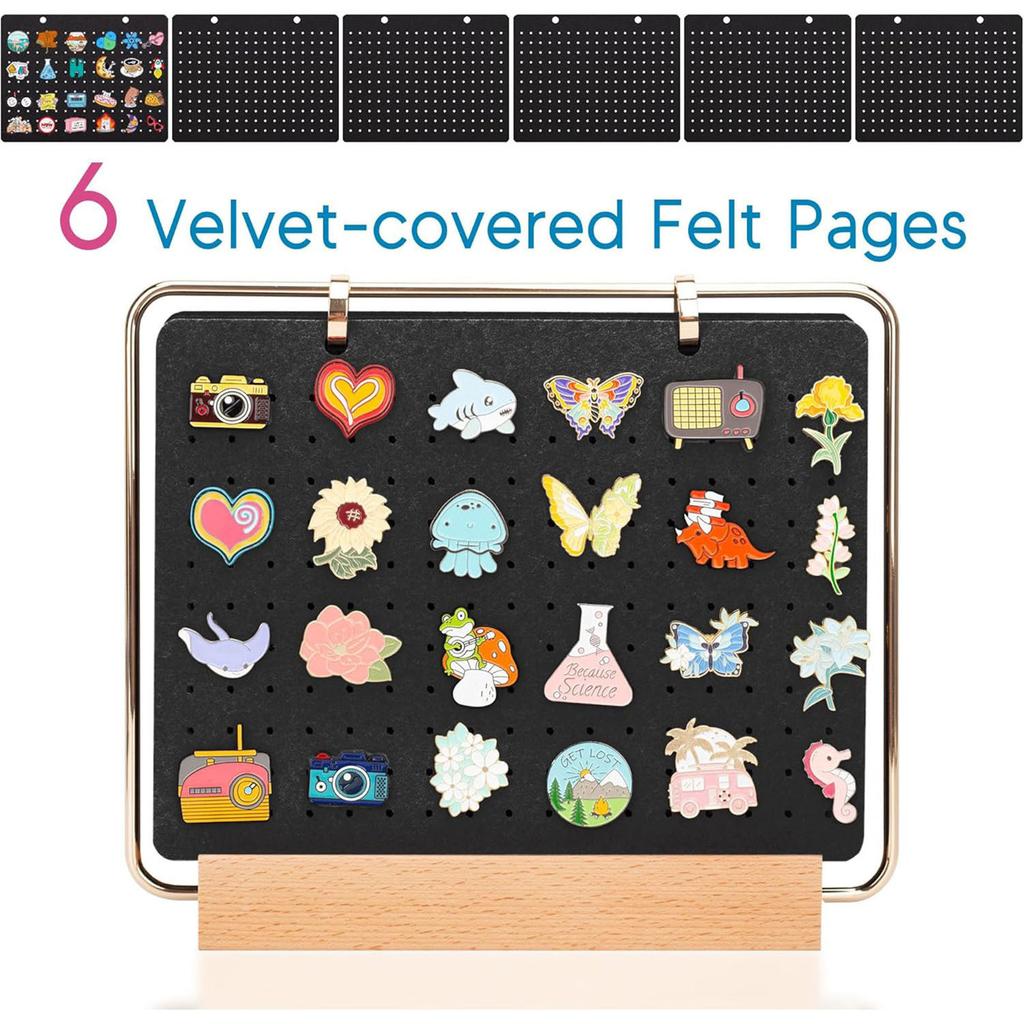 Pin Collection Storage Calendar Badge Earring Display Organizer 6 Pages Large Capacity Brooch Holder for Household Use
